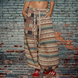 POL Multicolor Patchwork Wide-Leg Pants